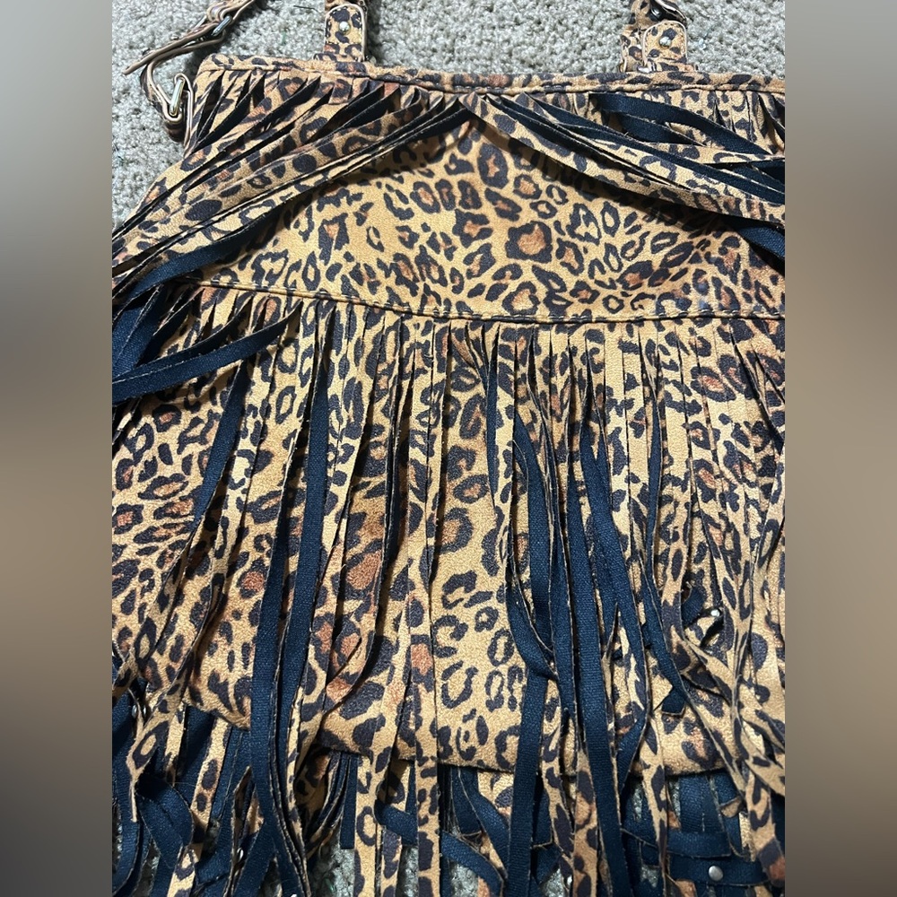 Steve Madden Leopard Print Fringe Shoulder Bag - Picture 8 of 14